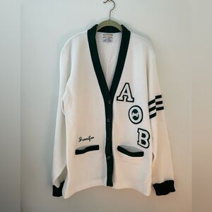 Vintage 60s/70s Bristol Sorority Letterman Cardigan Sweater Alpha Theta Beta 46
